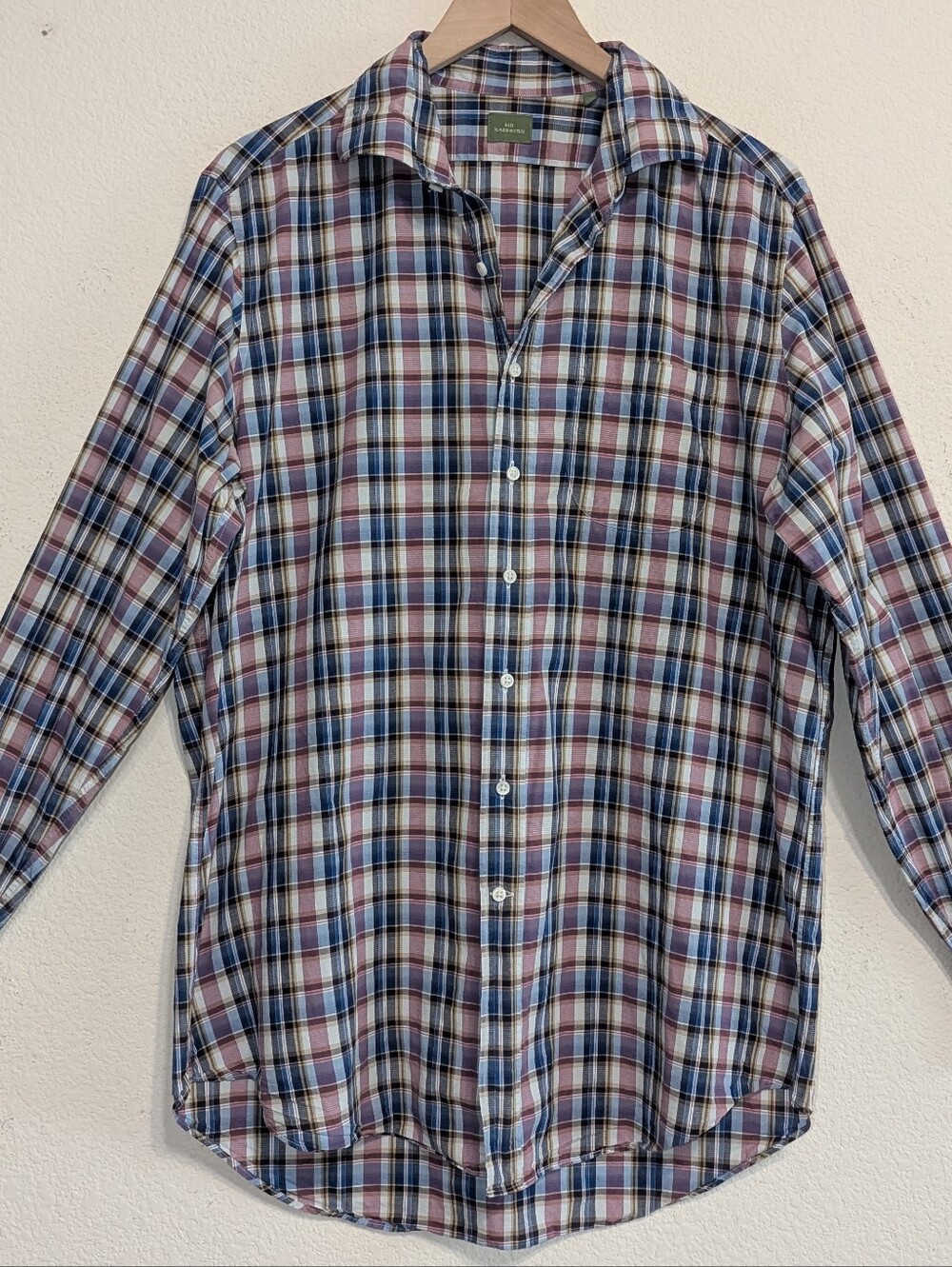 Sid Mashburn Shirt Mens Large Plaid Long Sleeve Spread Collar Sport Work Dress